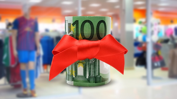 100 Euro-Schein mit roter Schleife