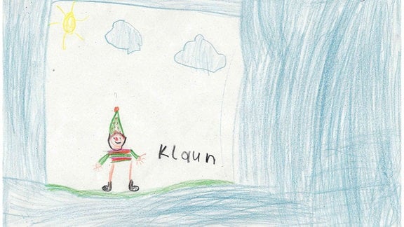 Ein von einem Kind gemaltes Bild eines Clowns