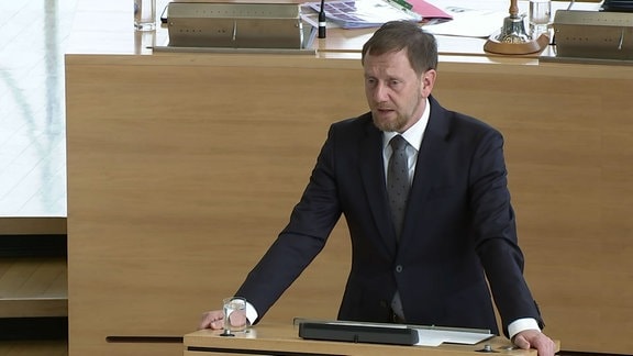 Michael Kretschmer,CDU, spricht im Landtag.
