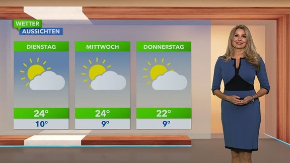 Maira Rothe moderiert das Wetter.