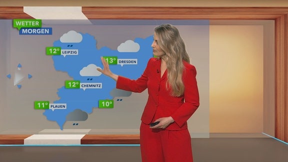 Susanne Langhans präsentiert das Wetter.