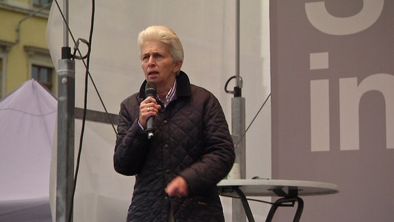 Marie-Agnes Strack-Zimmermann bei einem Wahlkampfauftritt