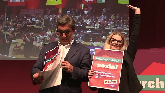 Politikerin Susanne Schaper (Die Linke) auf einer Versanstaltung ihrer Partei