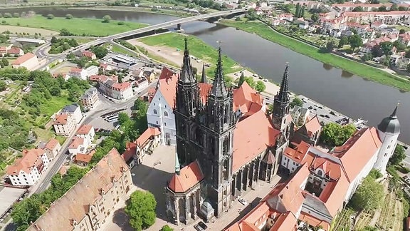 der Meißner Dom aus der Luft