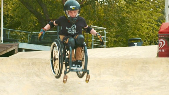Til Augustin will Weltmeister im Rollstuhl-Skating werden.