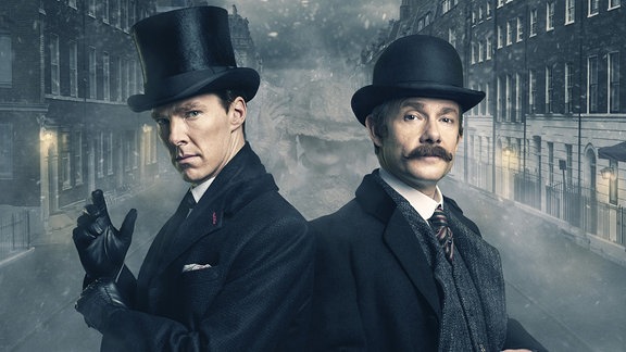 Ein Special der BBC-Reihe "Sherlock" führen Sherlock Holmes (Benedict Cumberbatch, li.) und Dr. Watson (Martin Freeman) in das Jahr 1895