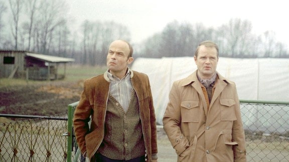 Bernd Broske (Dieter Mann, re.) und Wilhelm Gruak (Volkmar Kleinert, li.) auf der Flucht.