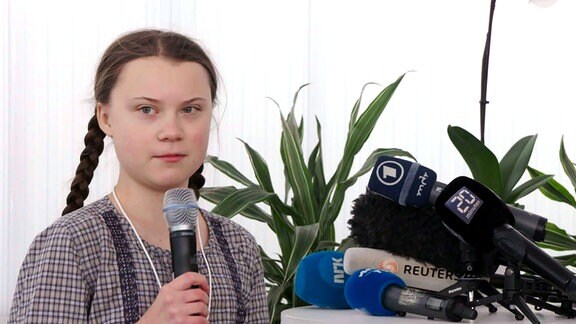 Greta Thunberg, die schwedische Klimaschutzaktivistin, bei einer Veranstaltung auf dem Weltwirtschaftsforum in Davos 2019.