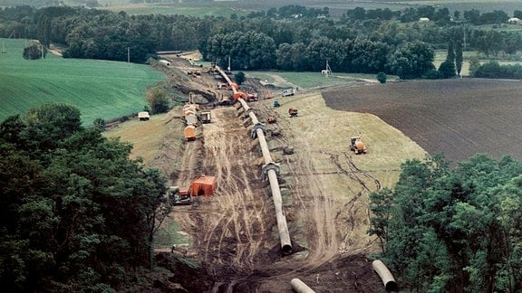 Bauabschnitt der Erdgasleitung "Drushba-Trasse", 1970er, Ukraine