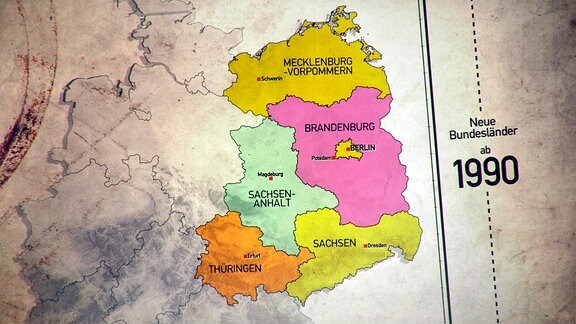 Karte, neue Bundesländer ab 1990