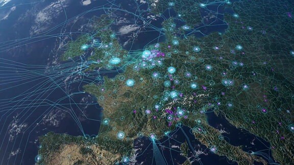 Europa Karte mit Digital Bewegungen
