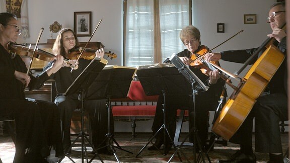 Das Gaudeamus Quartet der Filarmonica Brasov spielt im Geburtshaus des Komponisten George Enescu.