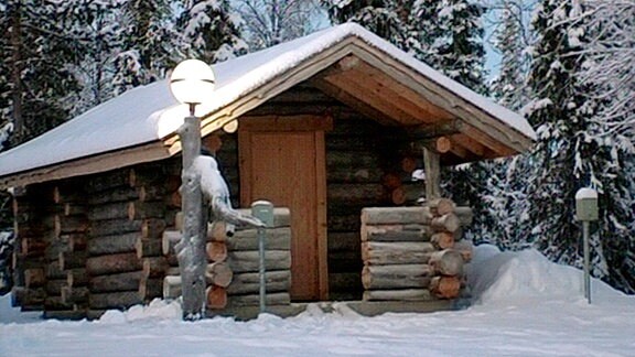 Blockhütte in Lappland.