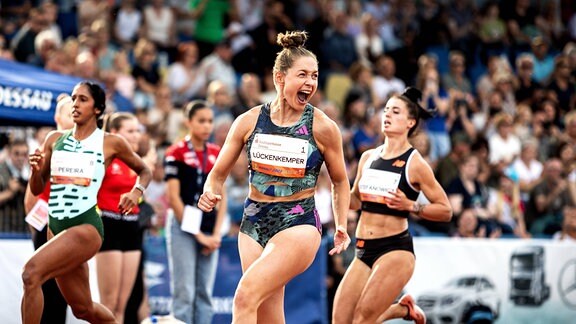 Gina Lückenkemper gewinnt beim Anhalt-Meeting in Dessau die 100 m.