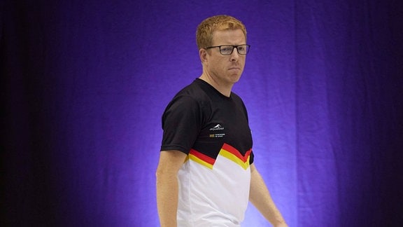 Bernd Berkhahn, neuer Teamchef der deutschen Schwimmer, beim World Aquatics Swimming World Cup 2023 in der Schwimm- und Sprunghalle im Europa-Sportpark.