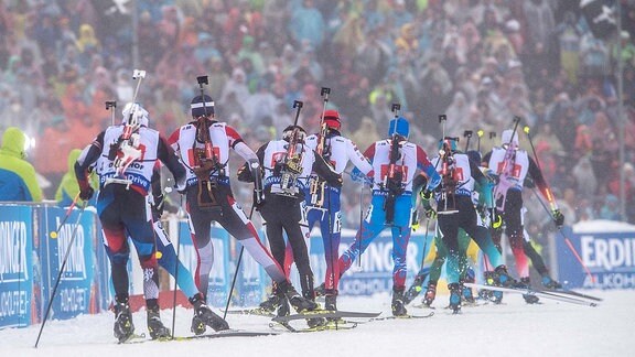 Biathlon in Oberhof, Staffel Männer Arena am Rennsteig