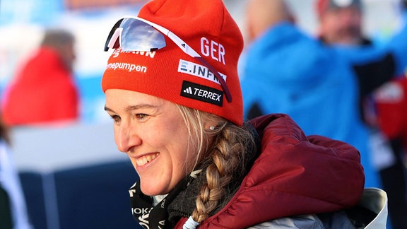 Denise Herrmann-Wick zu Besuch im Stadion, IBU Worldcup Biathlon Hochfilzen 2023