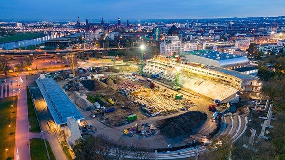 Die Baustelle des Heinz-Steyer-Stadions in Dresden