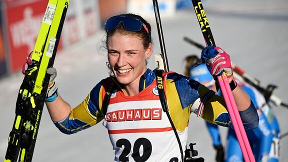Schwedens Hanna Öberg nach dem 15 km Marathon der Frauen.  