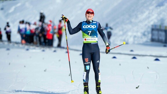 Katharina Hennig Deutschland im Ziel, SLO, FIS Nordische Ski Weltmeisterschaft Planica 2023