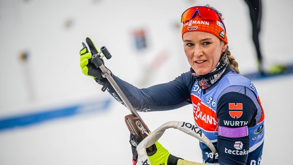 Denise Hermann-Wick (Vor Biathlon-WM beim Schießtraining in Oberhof)  