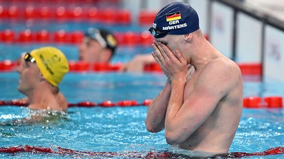 Lukas Märtens aus Deutschland reagiert nach seinem Sieg.