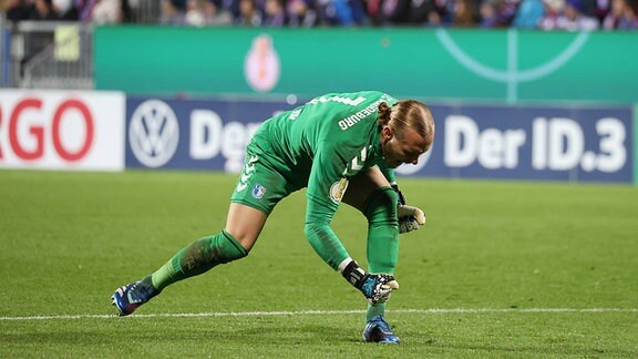 Dominik Reimann (1. FC Magdeburg) bejubelt das 2-3