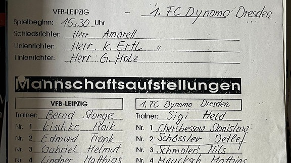 Aufstellungen VfB Leipzig - SG Dynamo Dresden