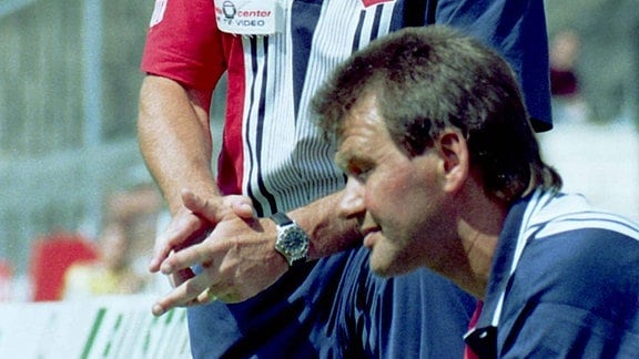 Coach Hans-Jürgen Dörner li. und sein Assistent Konrad Weise Zwickau