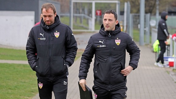 Domenico Tedesco und Andreas Hinkel als Trainer und Co-Trainer der U17 des VfB Stuttgart 2015