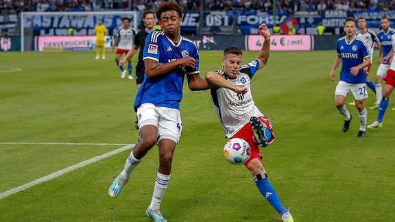 Laszlo Benes  (HSV  43) gegen  Assan Oudraogo (Schalke)