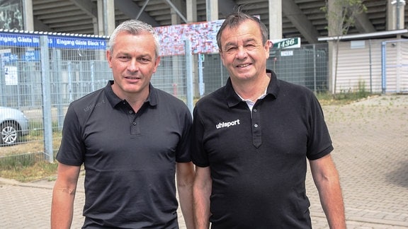 Christian Hock und Ottmar Schork vom 1. FC Magdeburg