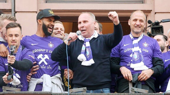 Erzgebirge Aue feiert 2016 gemeinsam mit den Fans den Aufstieg in die 2.Bundesliga