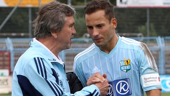 Trainer Gerd Schädlich mit Ronny Garbuschewsk, 2013