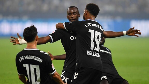 Silas Gnaka (1. FC Magdeburg) Torjubel