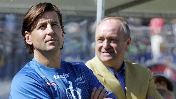 Trainer Heiko Weber (li.) und Sportdirektor Lutz Lindemann (beide Jena)