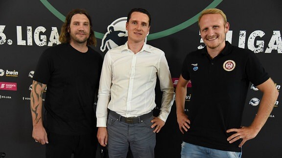 Torsten Frings (Trainer des SV Meppen), - Manuel Hartmann (Abteilungsleiter Spielbetrieb Ligen und Wettbewerbe) - Alf Mintzel (SV Wehen Wiesbaden) 