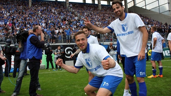Lars Fuchs und Christian Beck (1. FC Magdeburg)