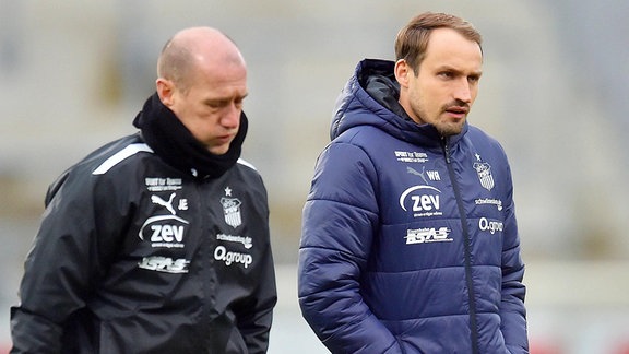 Trainer Joe Enochs FSV Zwickau und Sportlicher Leiter Toni Wachsmuth Zwickau.