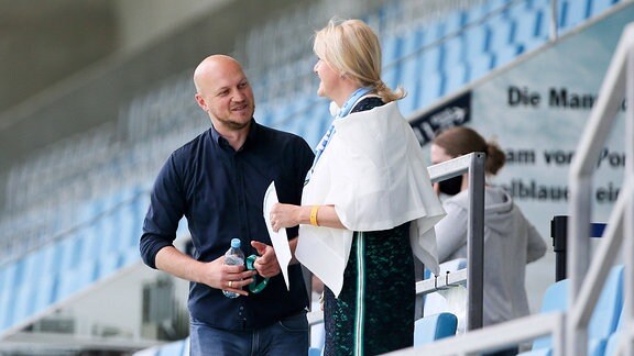 Sportdirektor Armin Causevic  Chemnitzer FC und Vorstandsvorsitzende Romy Polster  Chemnitzer FC