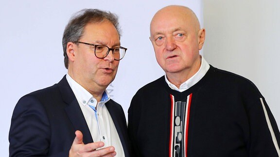 Hermann Winkler NOFV Präsident und Lutz Lindemann Ex- DDR Nationalspieler.
