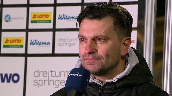 Miroslav Jagetiuc im Interview nach dem Spiel gegen Erfurt.