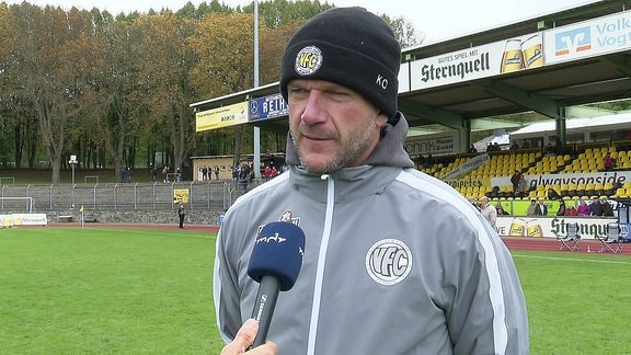 Regionalliga: Plauen-Trainer Karsten Oswald und Plauen-Stürmer Lucas Will