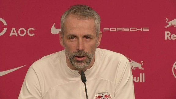 RB Leipzig Trainer Marco Rose bei der P<ressekonferenz zum Auswärtsspiel beim 1. FC Köln (14.03.2024)