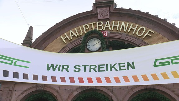 Streik am Erfurter Bahnhof