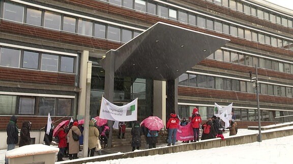 Streik vor dem Bildungsministerium in Erfurt