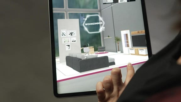 virtuelles Wohnzimmer auf einem Tablet