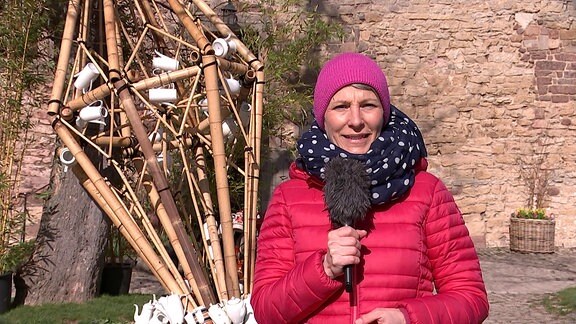 Wettermoderatorin Sandra Voigtmann auf der Leuchtenburg
