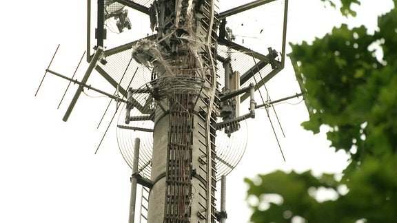 Der zerstörte Funkturm von Pößneck