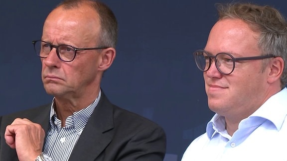 Friedrich Merz und Mario Voigt